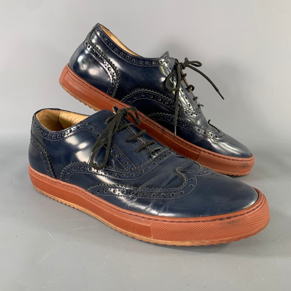 ARMANDO CABRAL Size 10 Blue Wingtip Leather Lace Up Lace Up Shoes